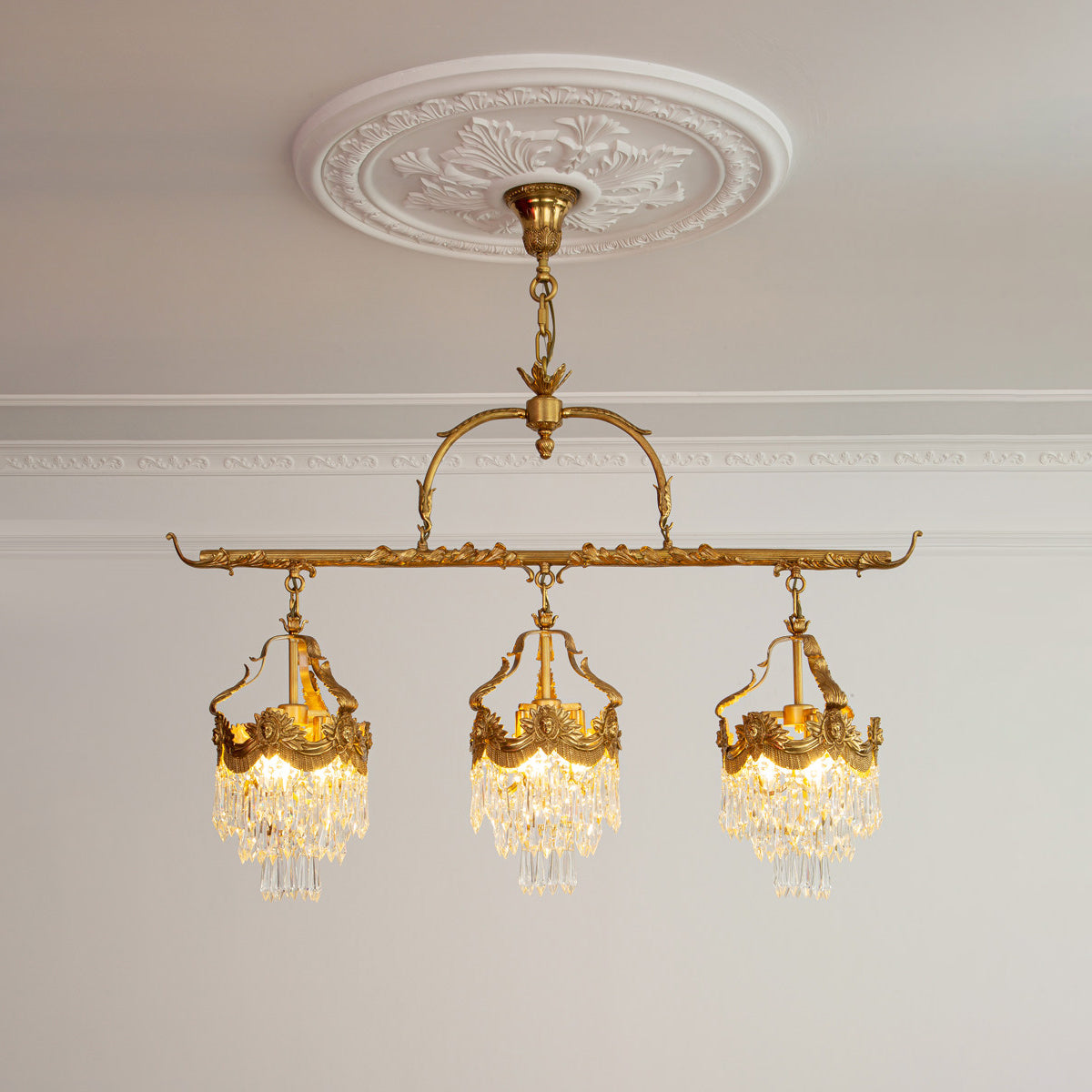 Stained Crystal Linear Pendant Lamp