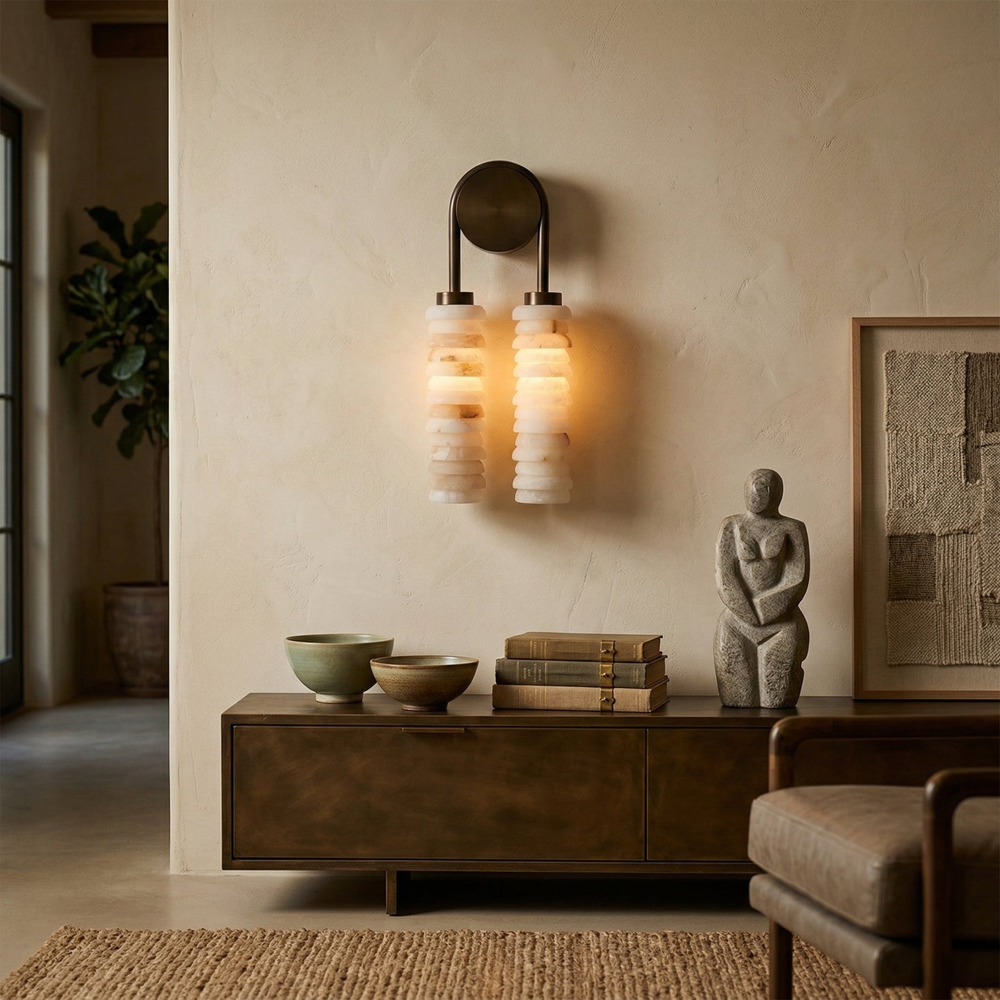 Payson Double Alabaster Wall Lamp