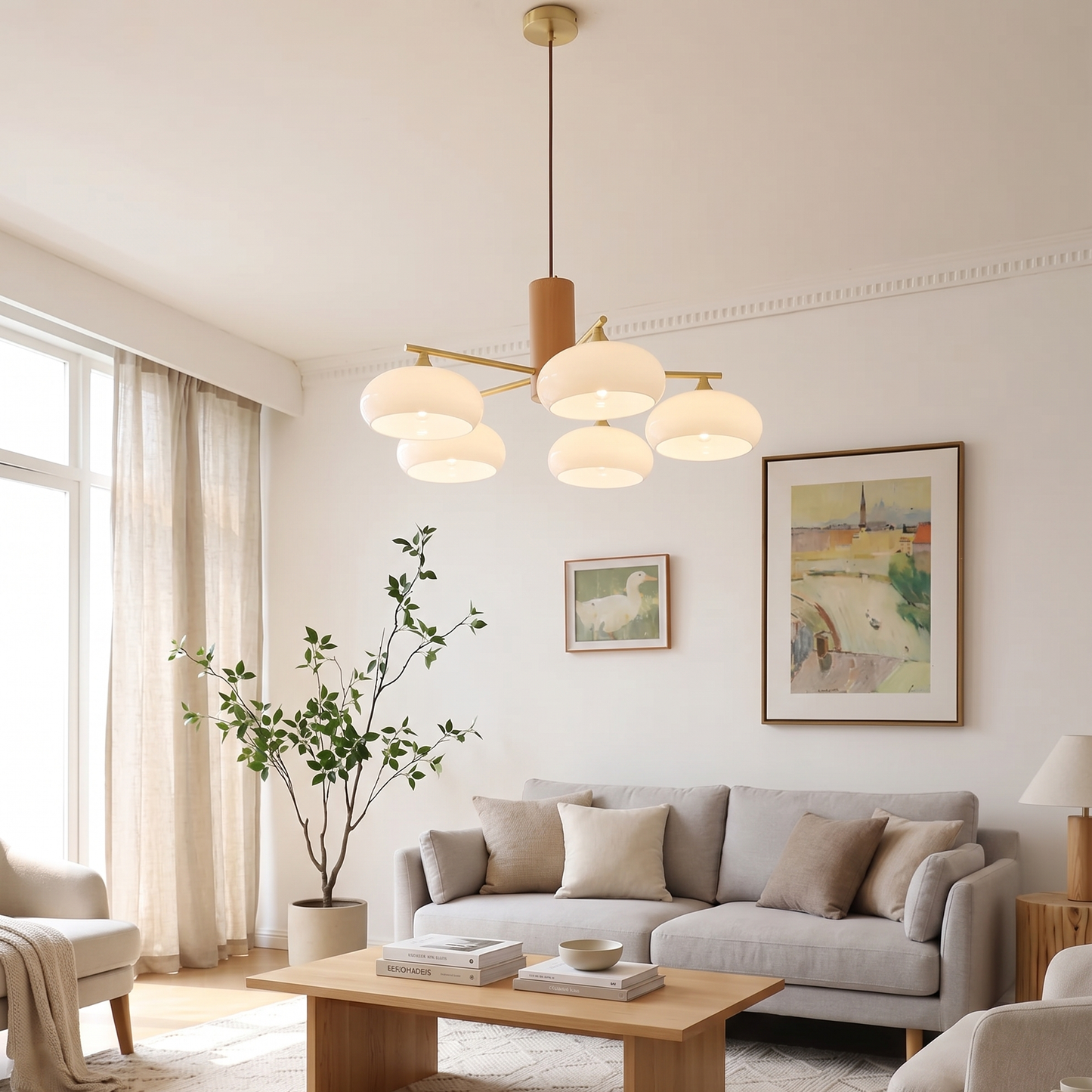 Elliptical Persimmon Chandelier