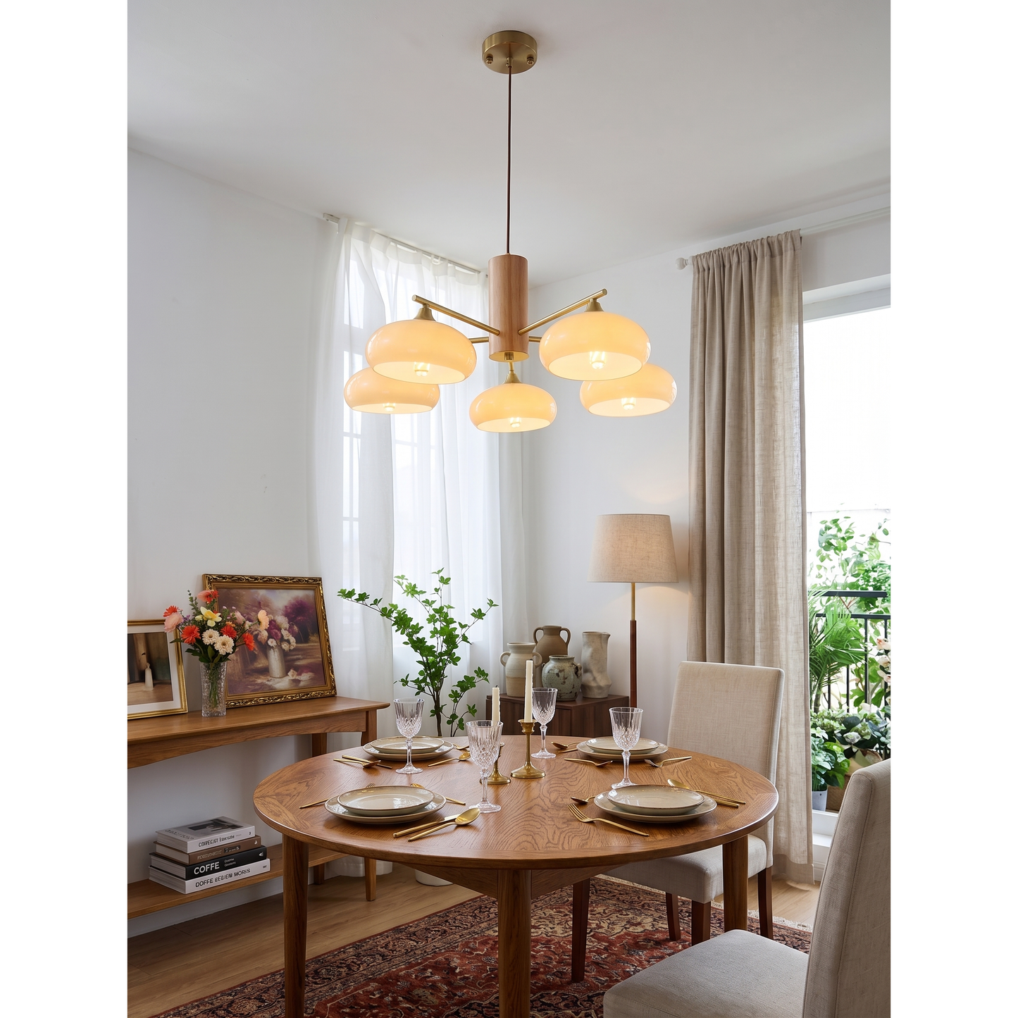 Elliptical Persimmon Chandelier