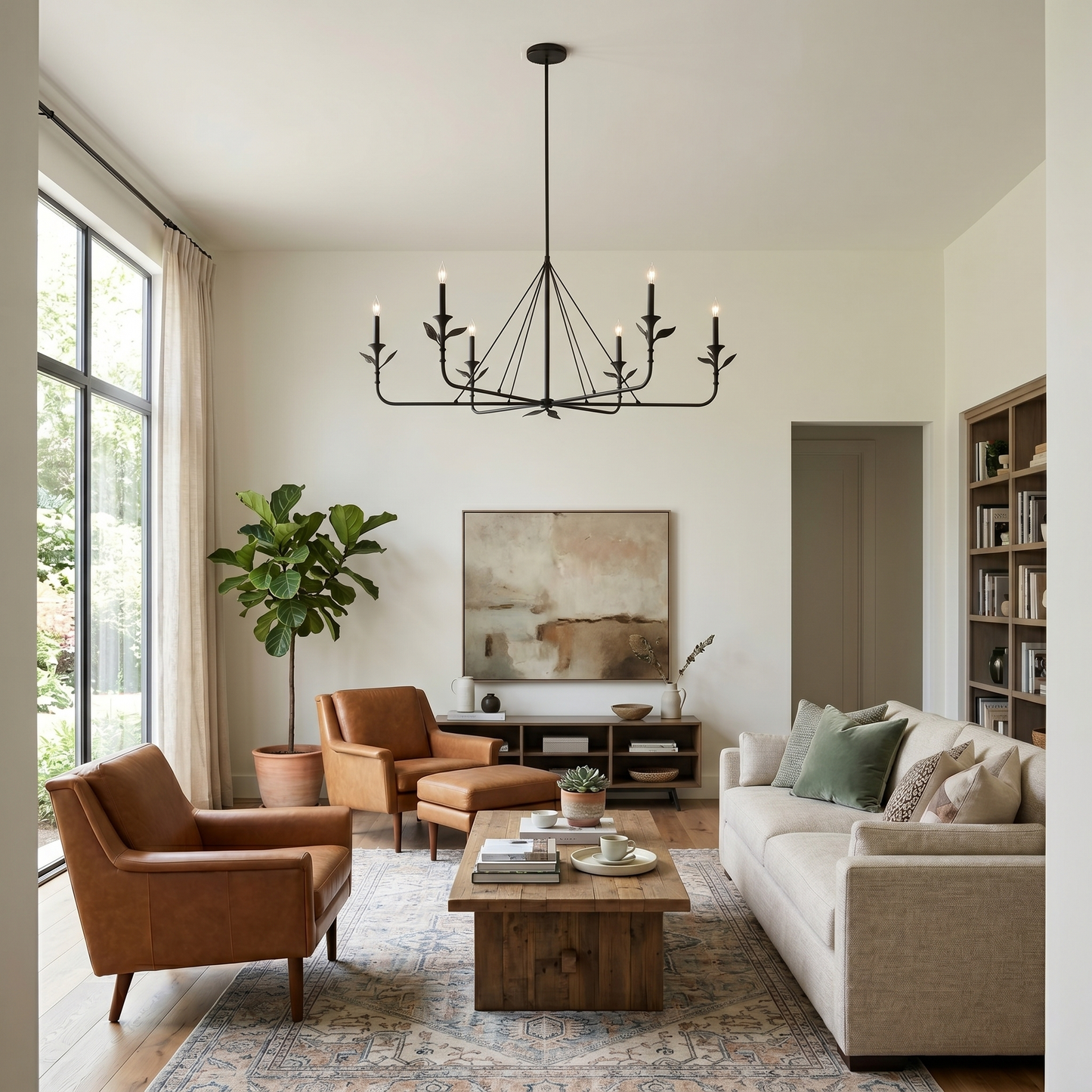 Branching Leaf Linear Chandelier