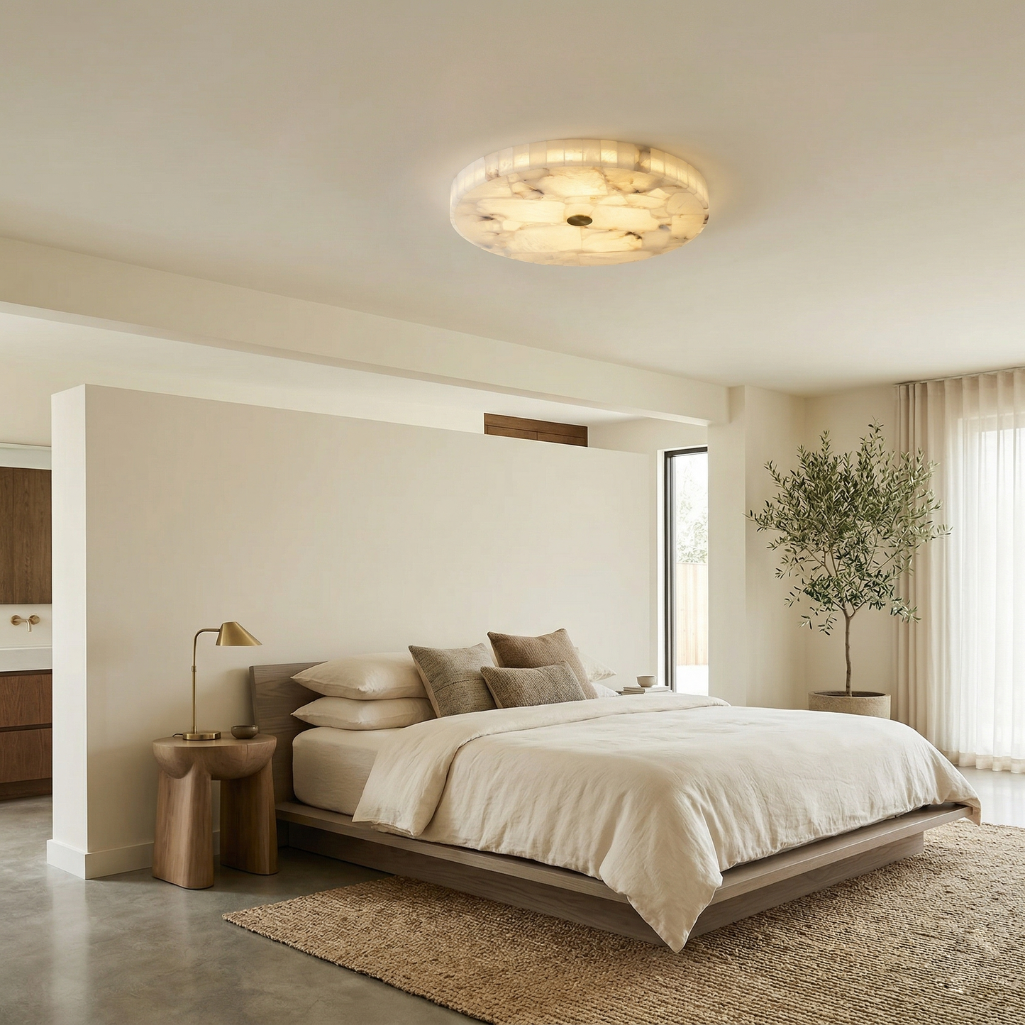 Round Mosaic Alabaster Ceiling Lamp