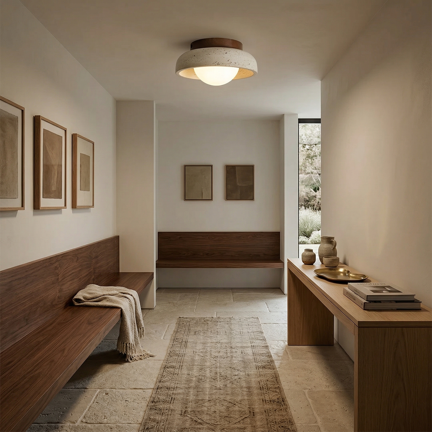 Piedra Travertine Ceiling Lamp