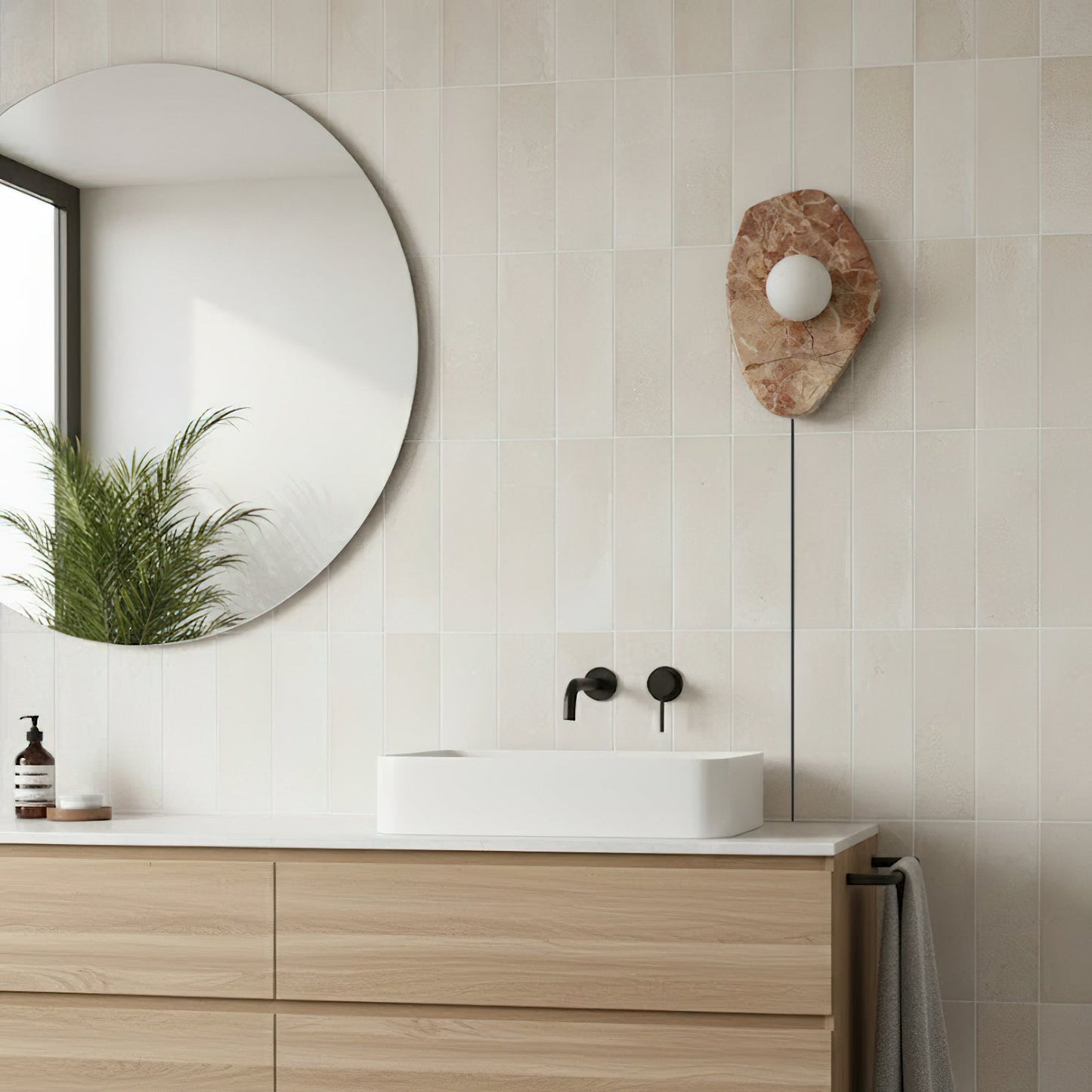 Textured Marble Plug-in Wall Lamp