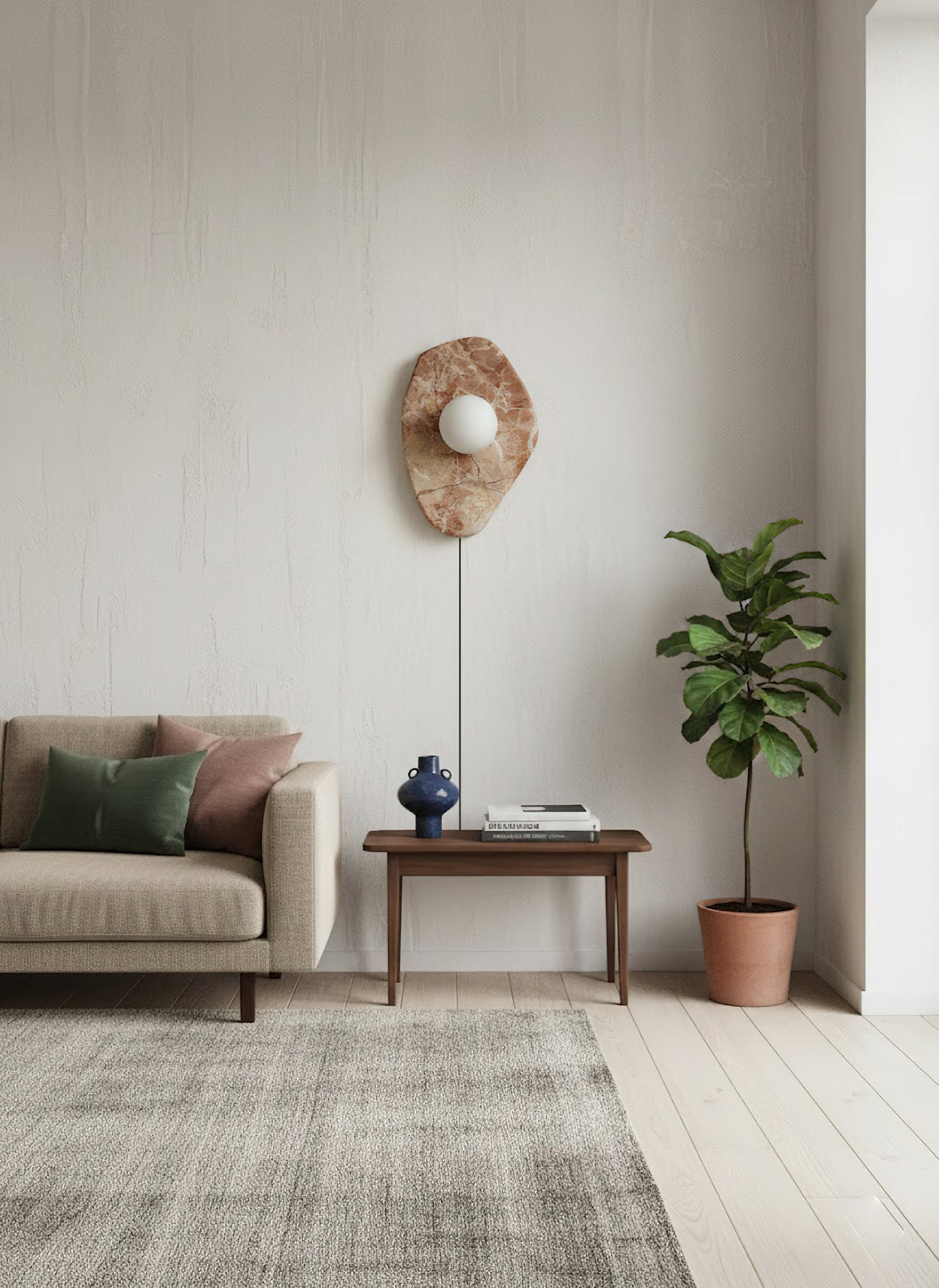 Textured Marble Plug-in Wall Lamp