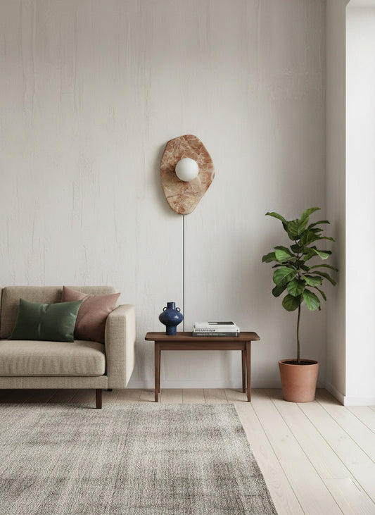 Textured Marble Plug-in Wall Lamp