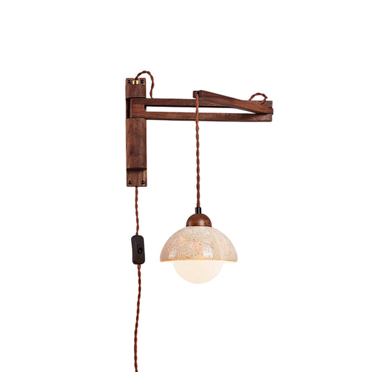 Tia Travertine Swing Arm Plug-in Sconce