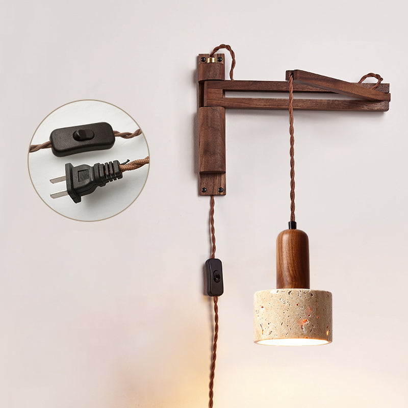 Tia Travertine Swing Arm Plug-in Sconce