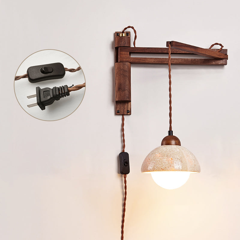 Tia Travertine Swing Arm Plug-in Sconce