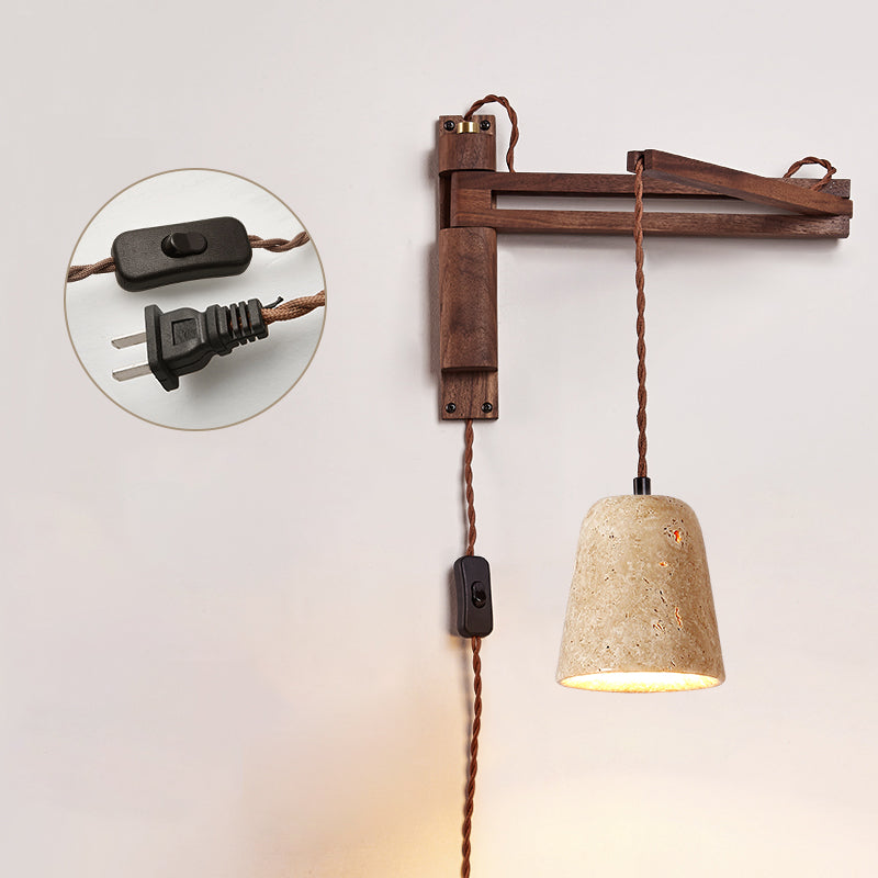 Tia Travertine Swing Arm Plug-in Sconce