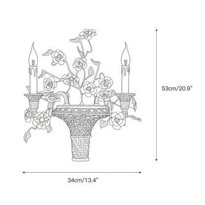 Tole Ceramic Flower Wall Lamp