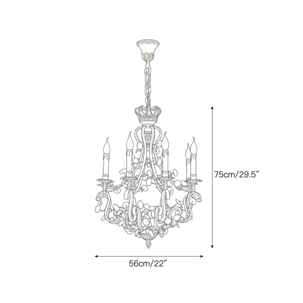 French Tole Floral Chandelier