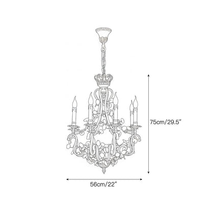French Tole Floral Chandelier