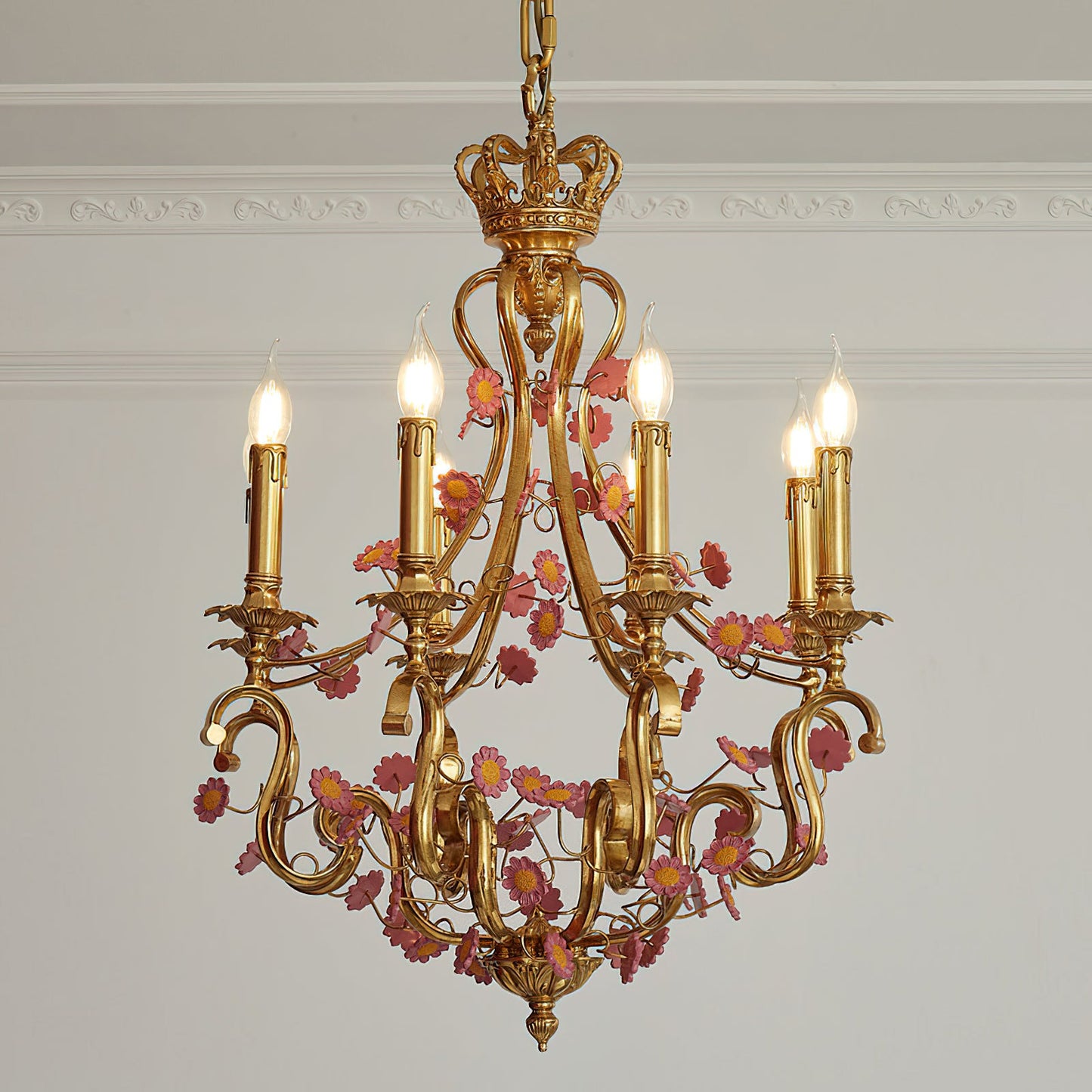French Tole Floral Chandelier