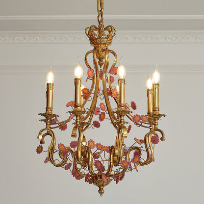 French Tole Floral Chandelier