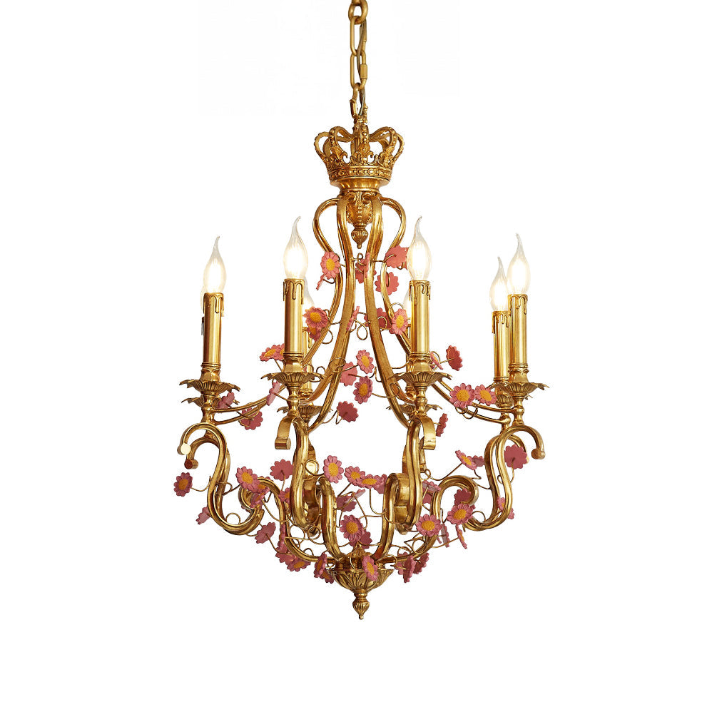 French Tole Floral Chandelier