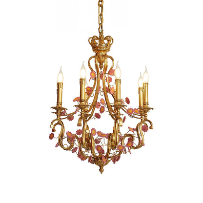 French Tole Floral Chandelier