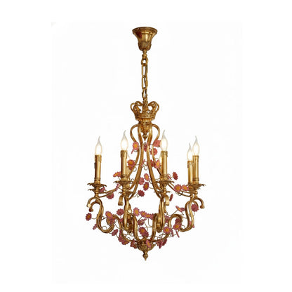 French Tole Floral Chandelier