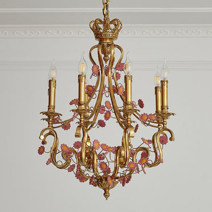 French Tole Floral Chandelier