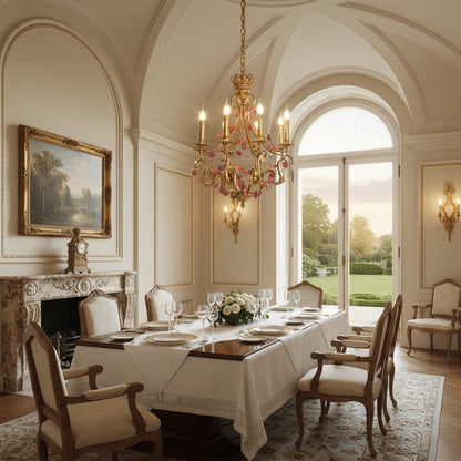 French Tole Floral Chandelier