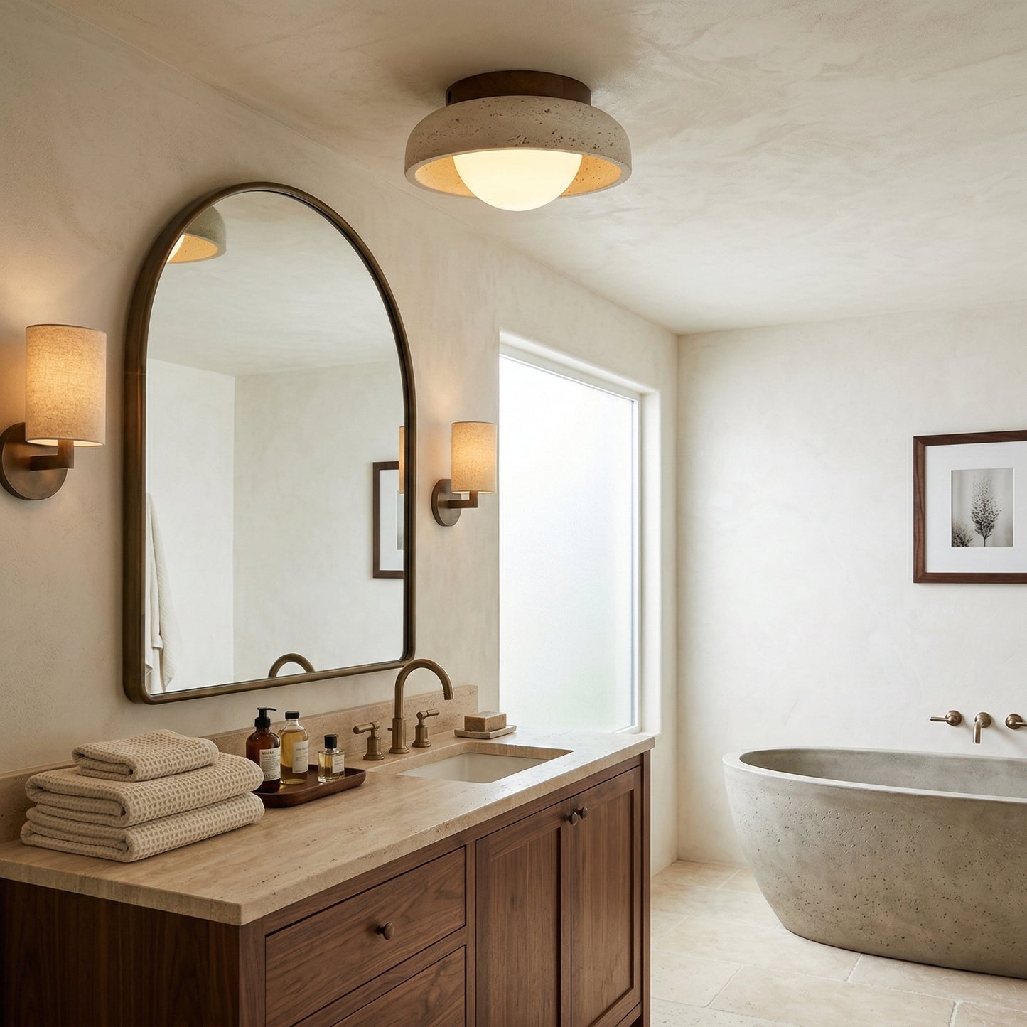 Piedra Travertine Ceiling Lamp