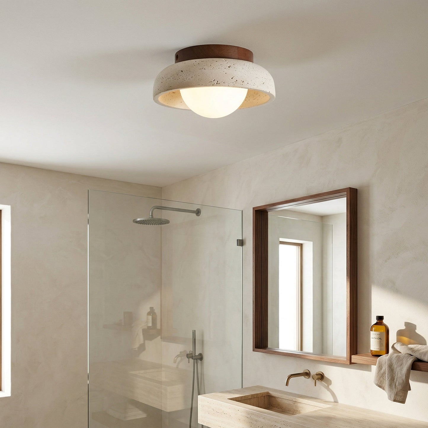 Piedra Travertine Ceiling Lamp