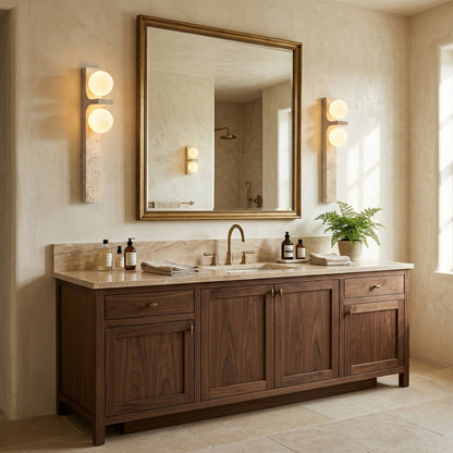 Asymmetrical Travertine Wall Sconce