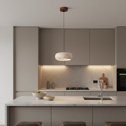 Travertine Drum Pendant Lamp
