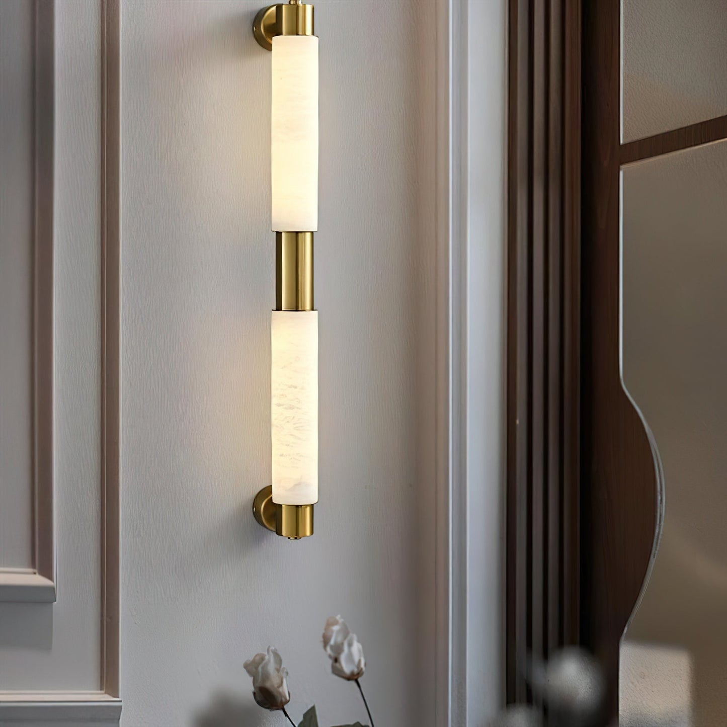 Tubular Alabaster Wall Sconce