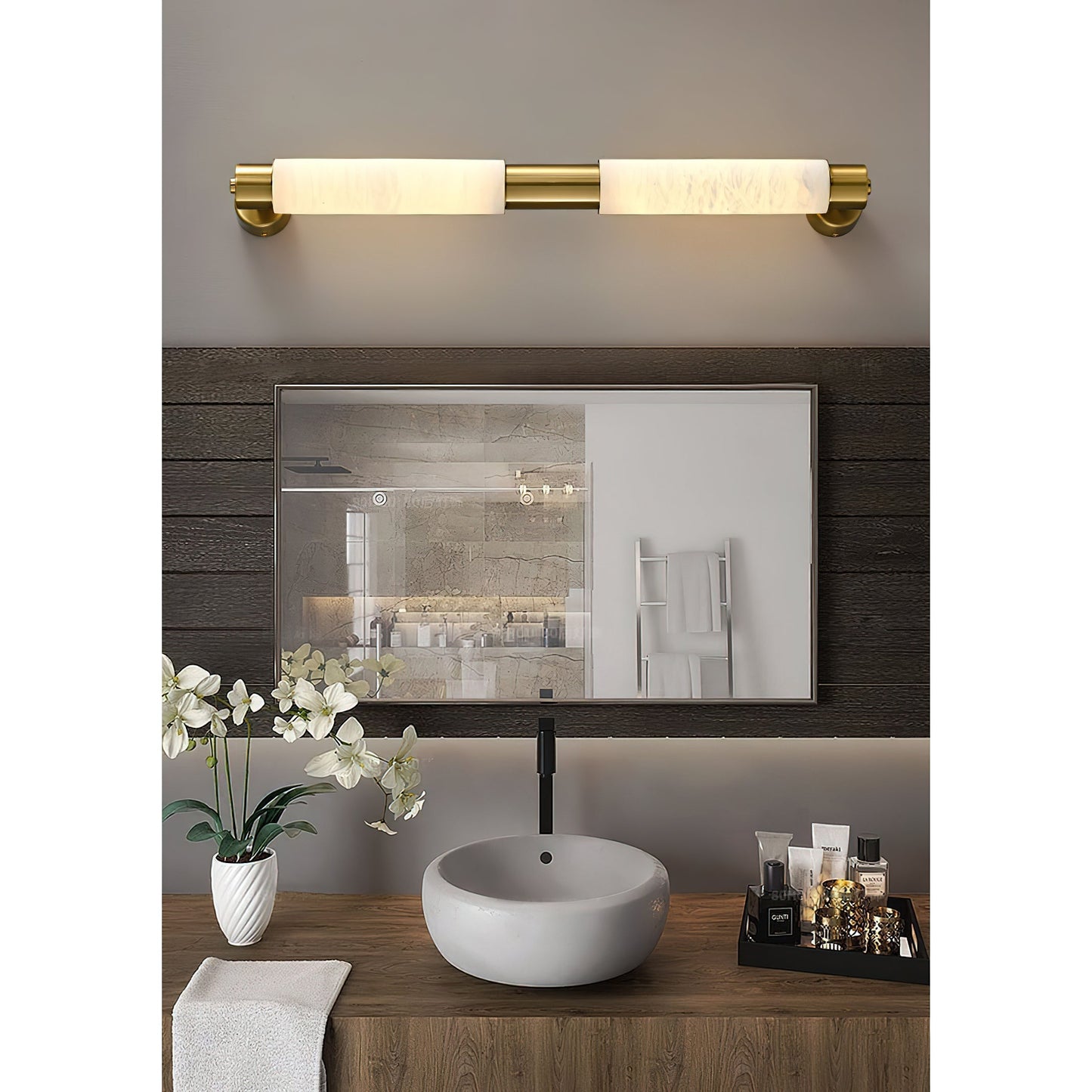 Tubular Alabaster Wall Sconce