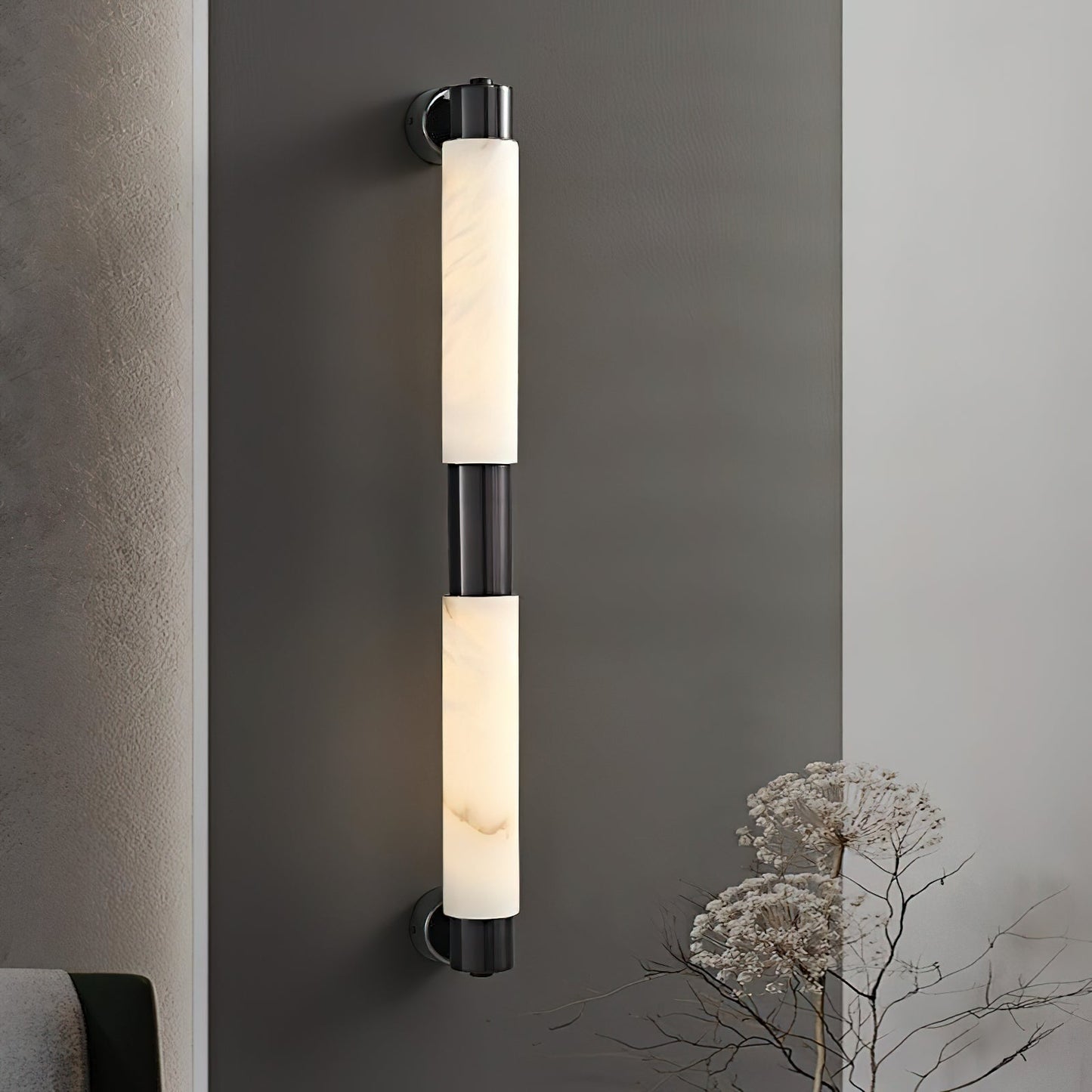 Tubular Alabaster Wall Sconce