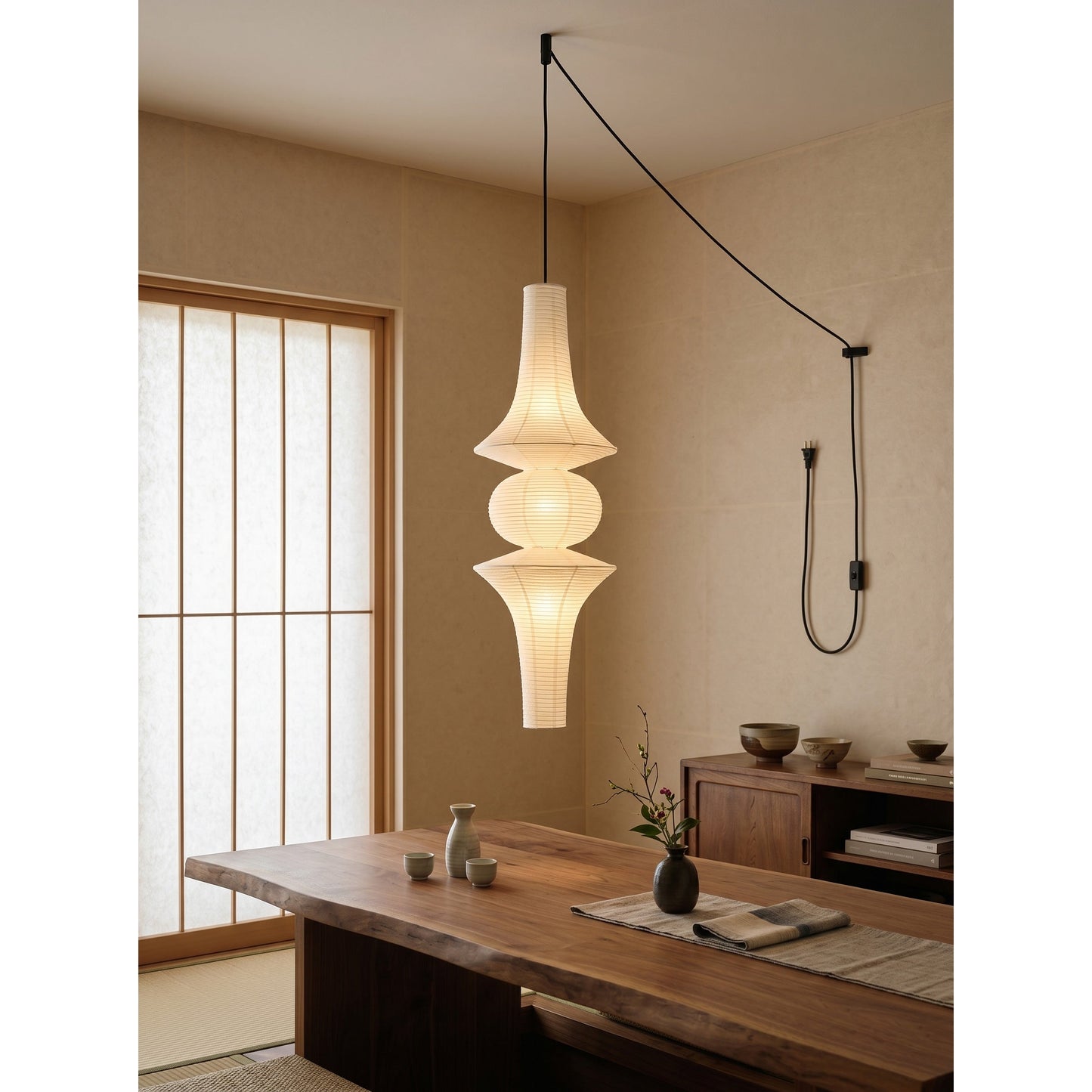 Washi Paper E Pendant Swag Lights