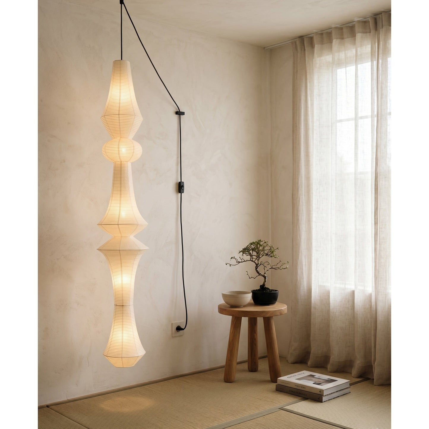 Washi Paper E Pendant Swag Lights