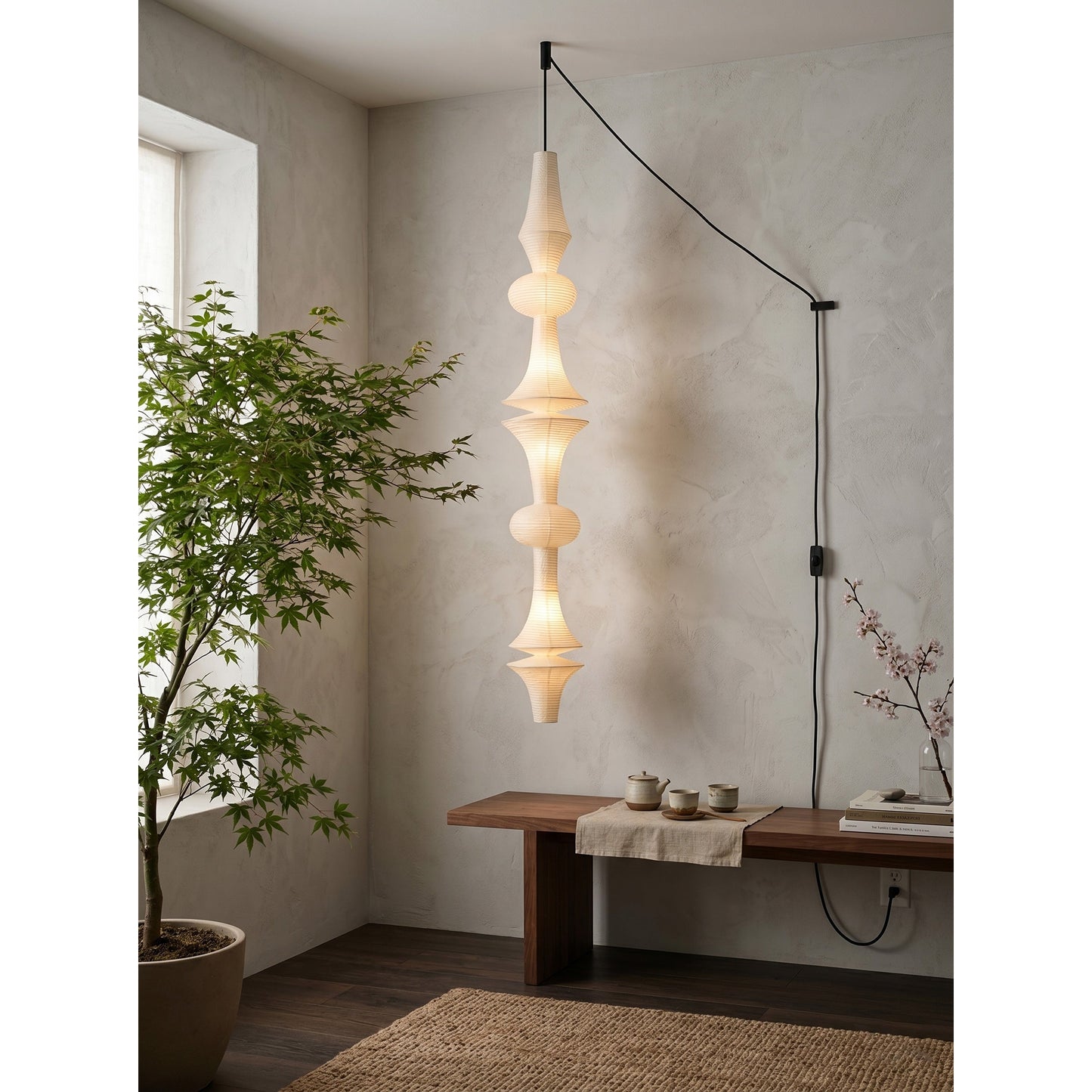 Washi Paper E Pendant Swag Lights