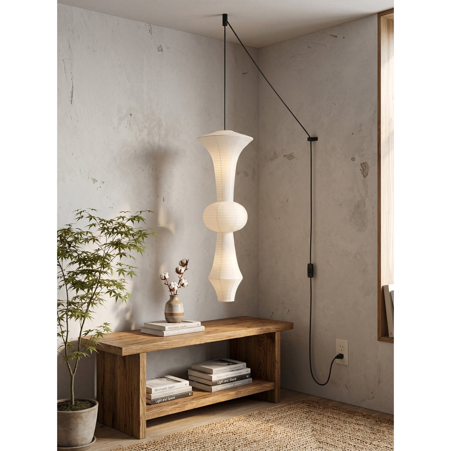 Washi Paper E Pendant Swag Lights
