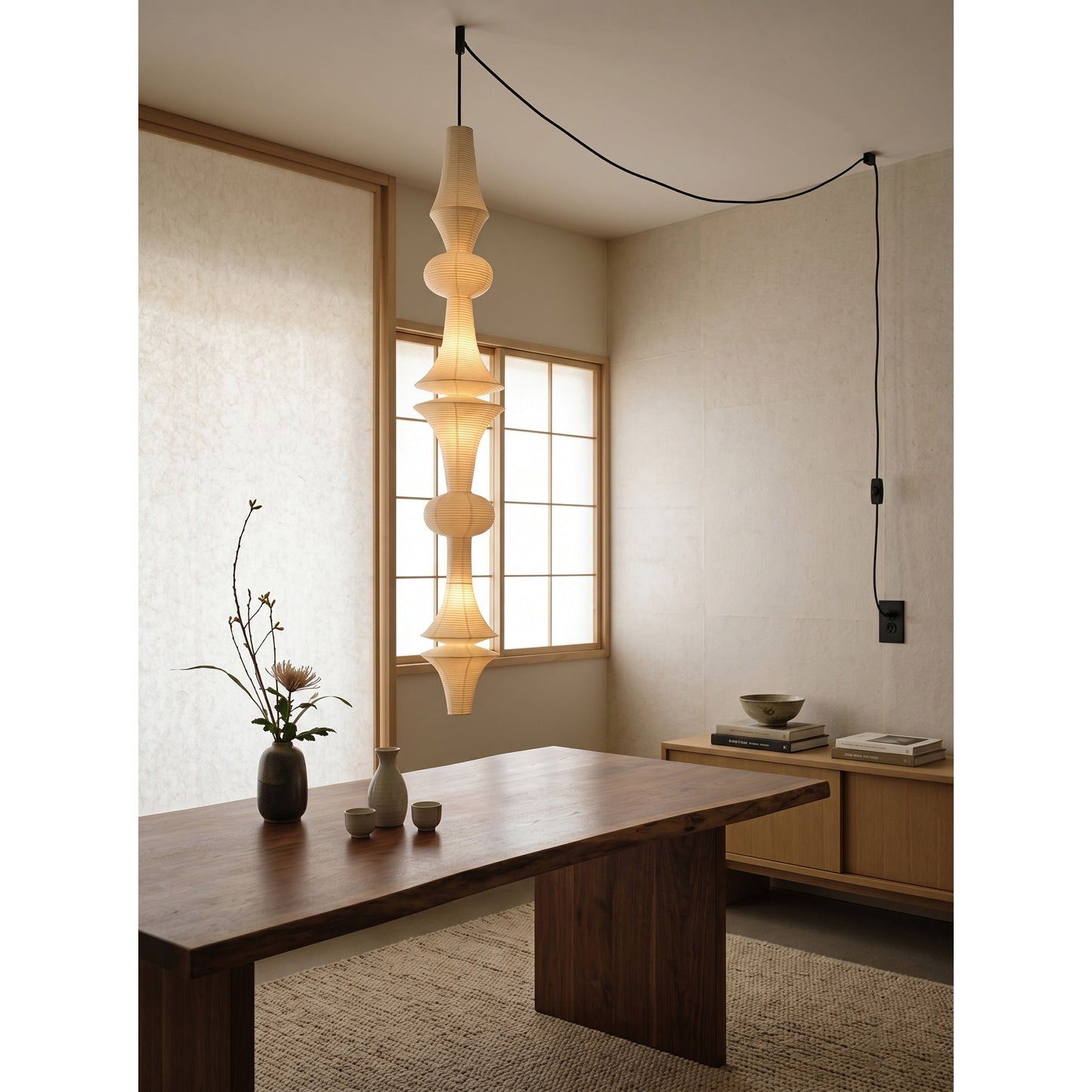 Washi Paper E Pendant Swag Lights