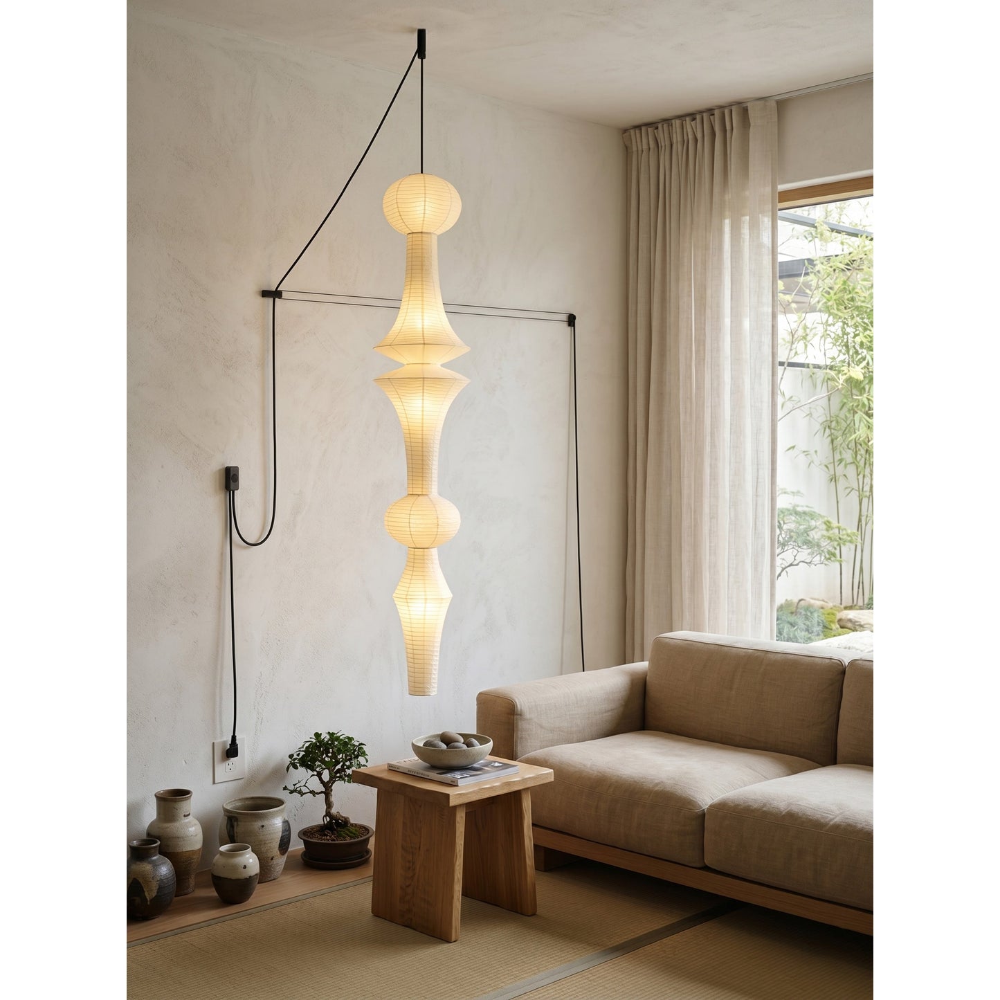 Washi Paper E Pendant Swag Lights