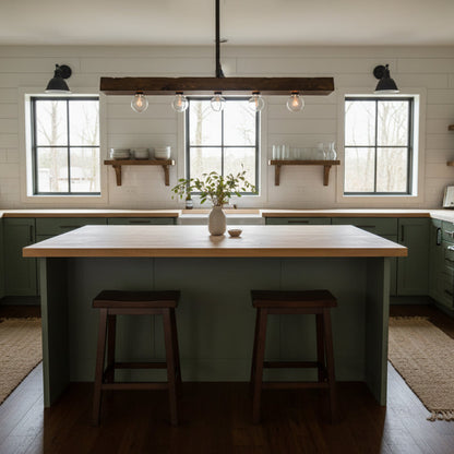 Wood-beam Island Chandelier