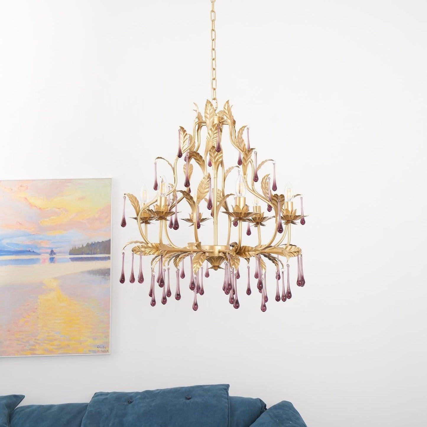 Amethyst Drop Crystal Chandelier