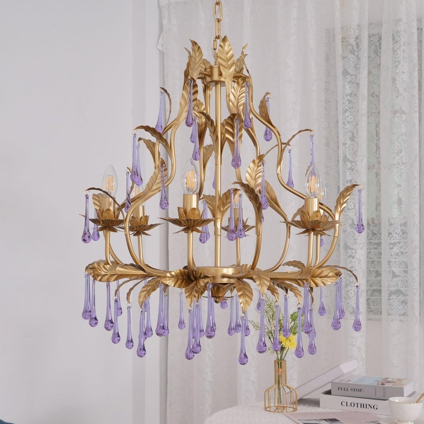 Amethyst Drop Crystal Chandelier