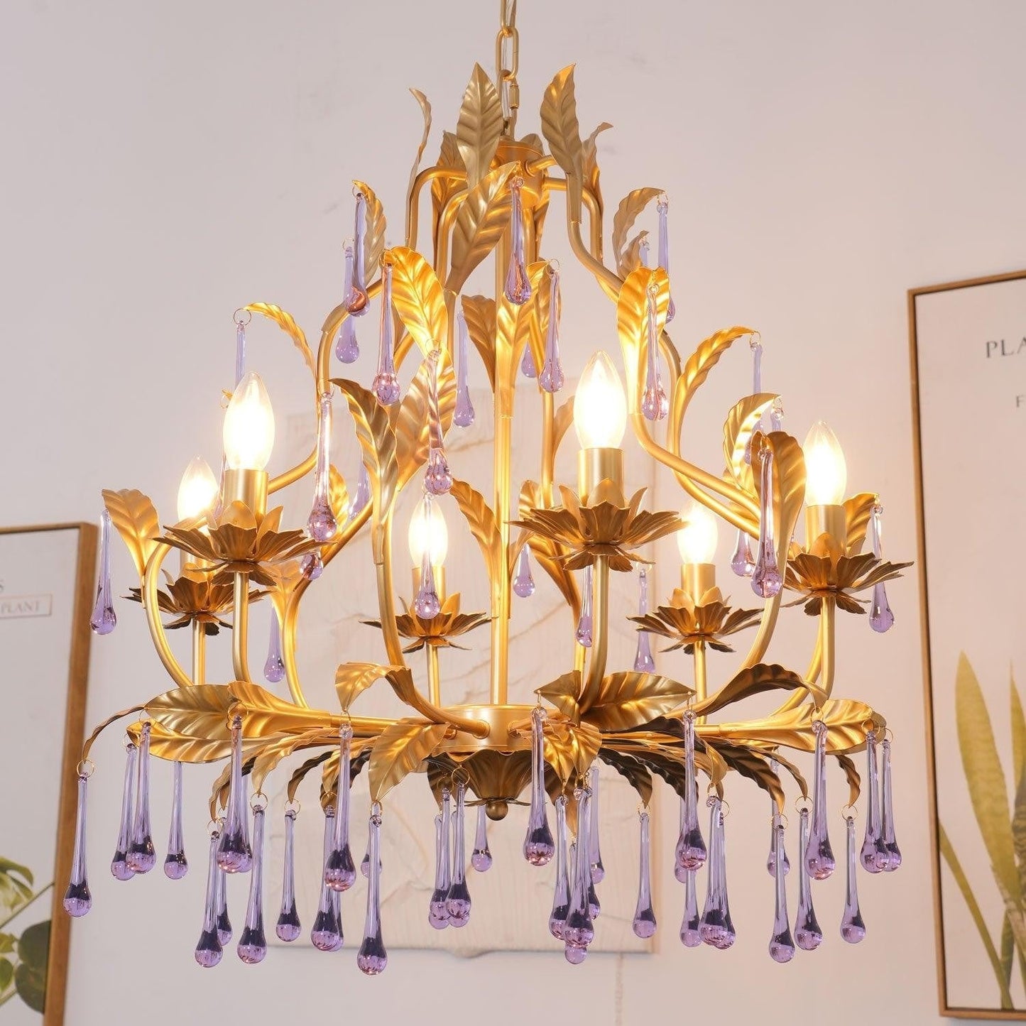 Amethyst Drop Crystal Chandelier