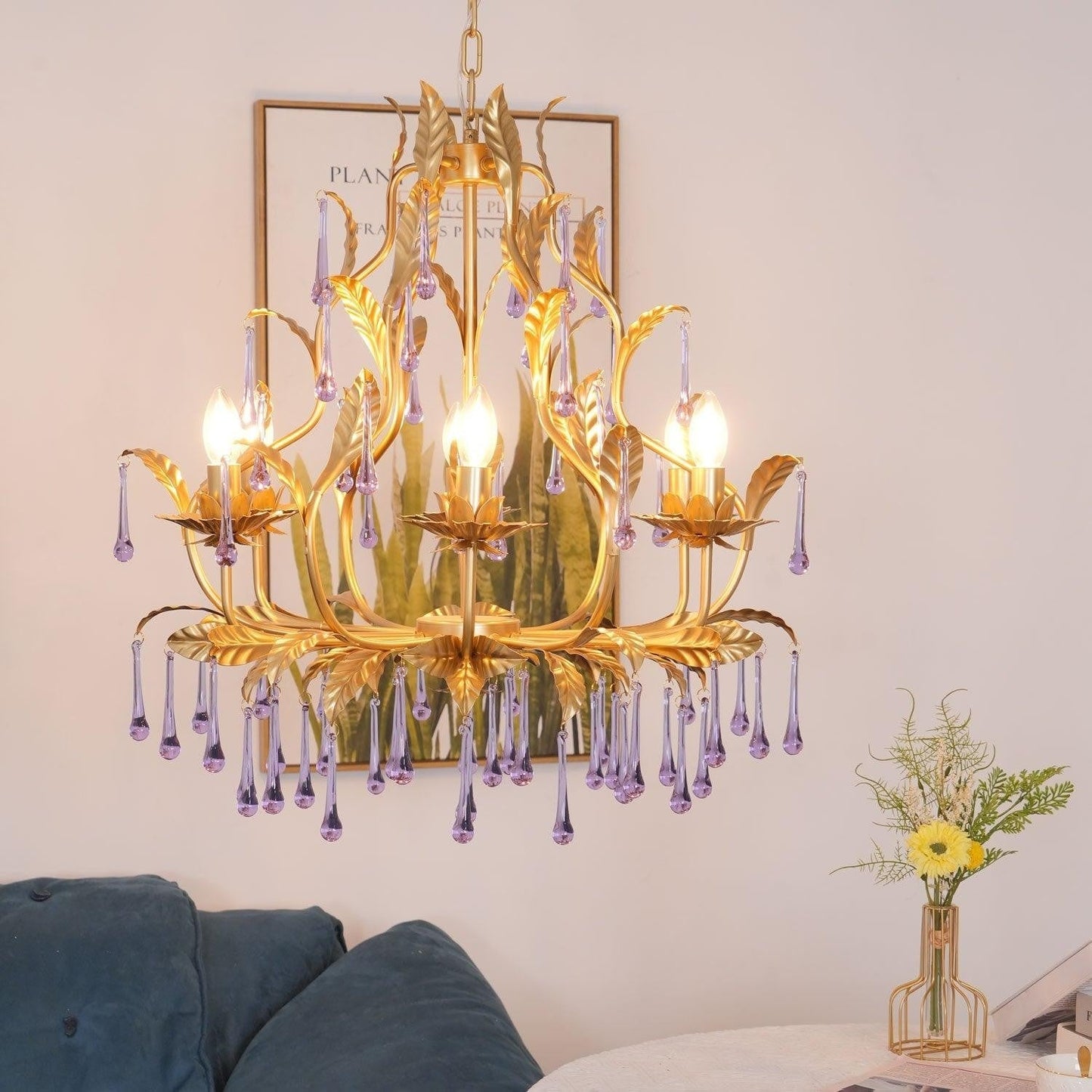 Amethyst Drop Crystal Chandelier