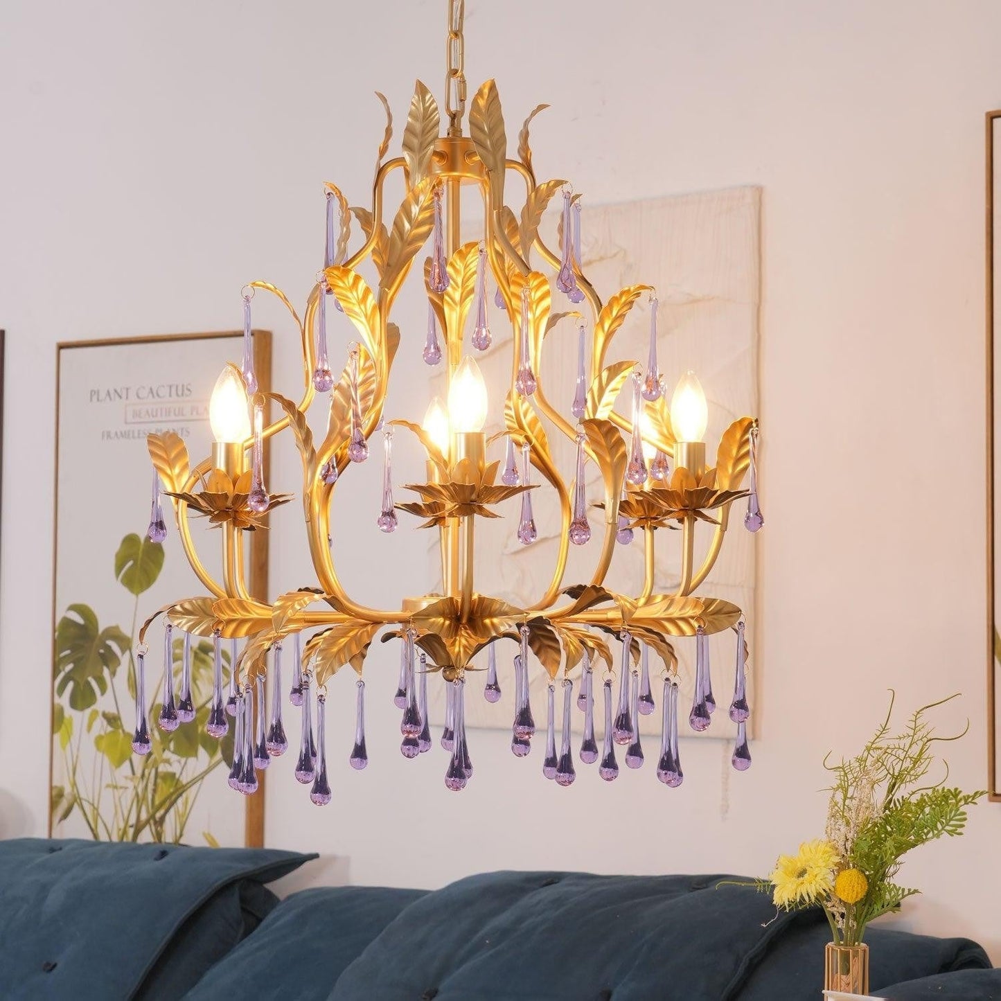 Amethyst Drop Crystal Chandelier