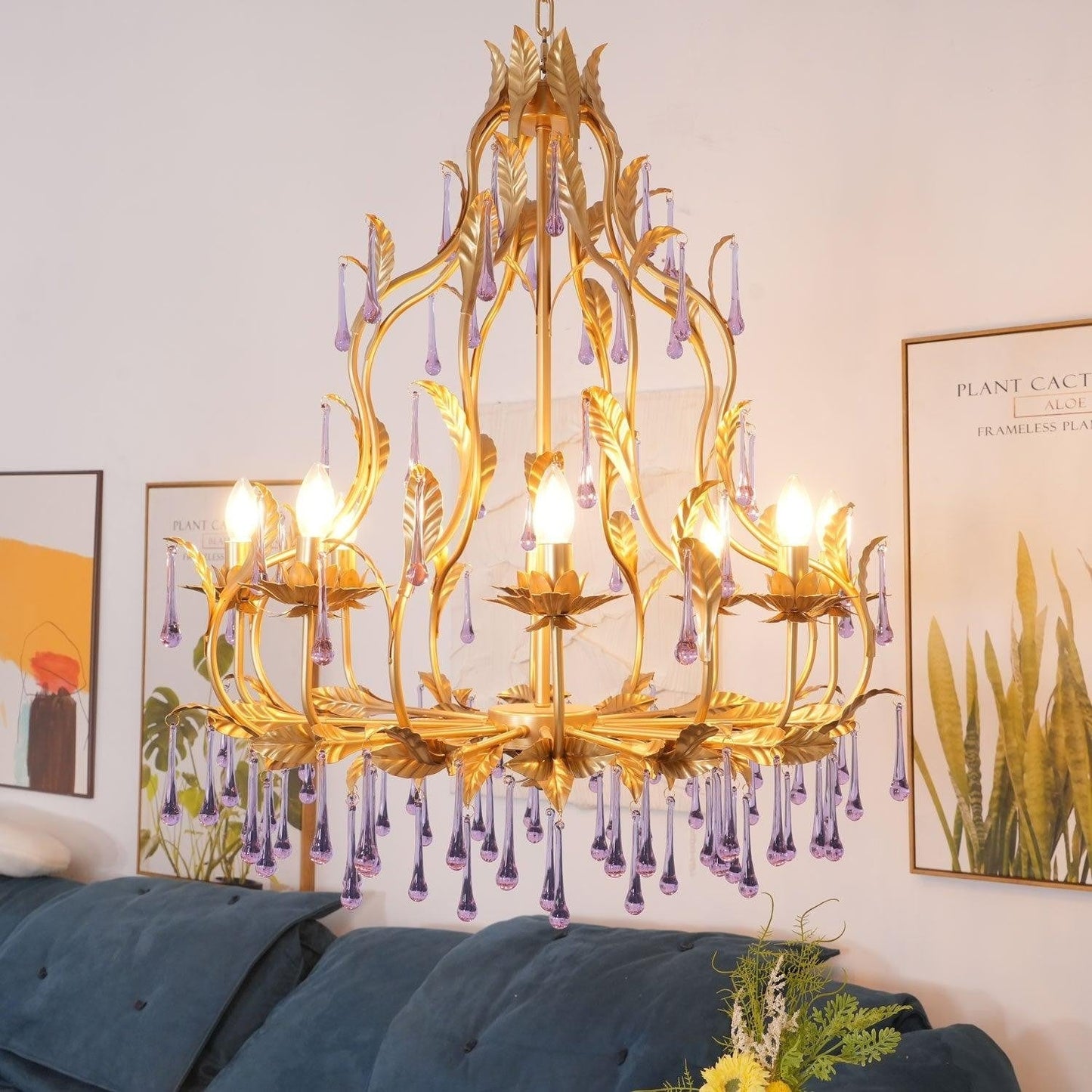 Amethyst Drop Crystal Chandelier
