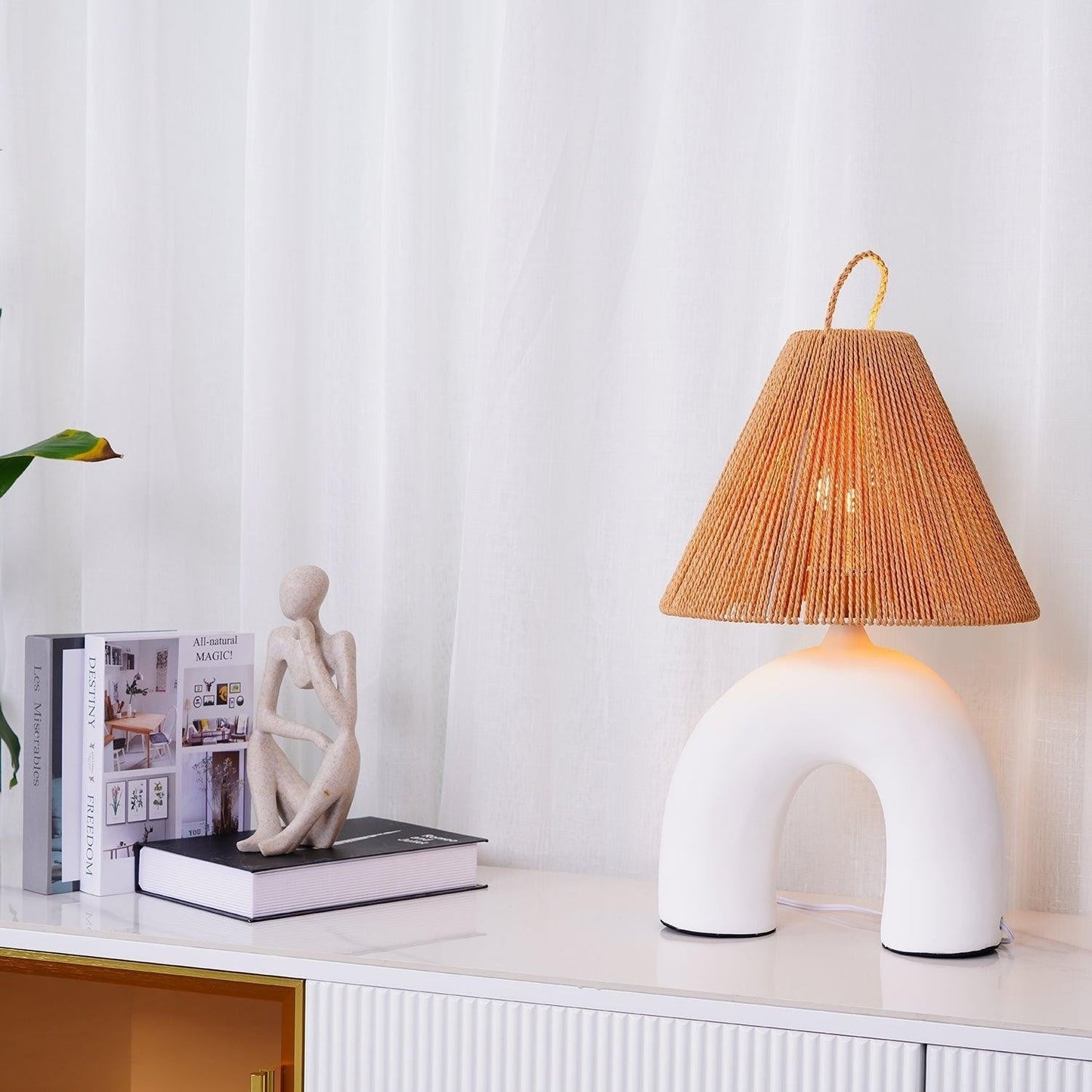 Arched Ceramic & Rope Table Lamp