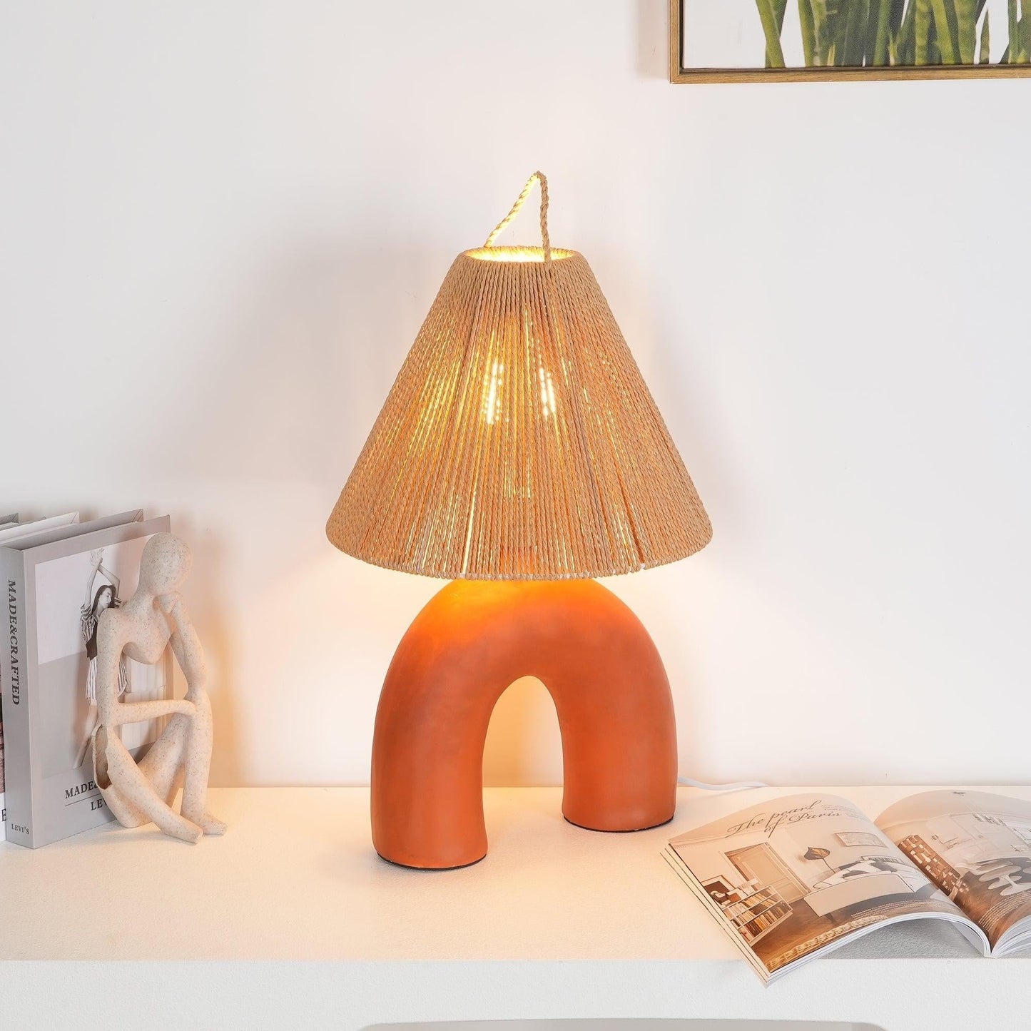 Arched Ceramic & Rope Table Lamp