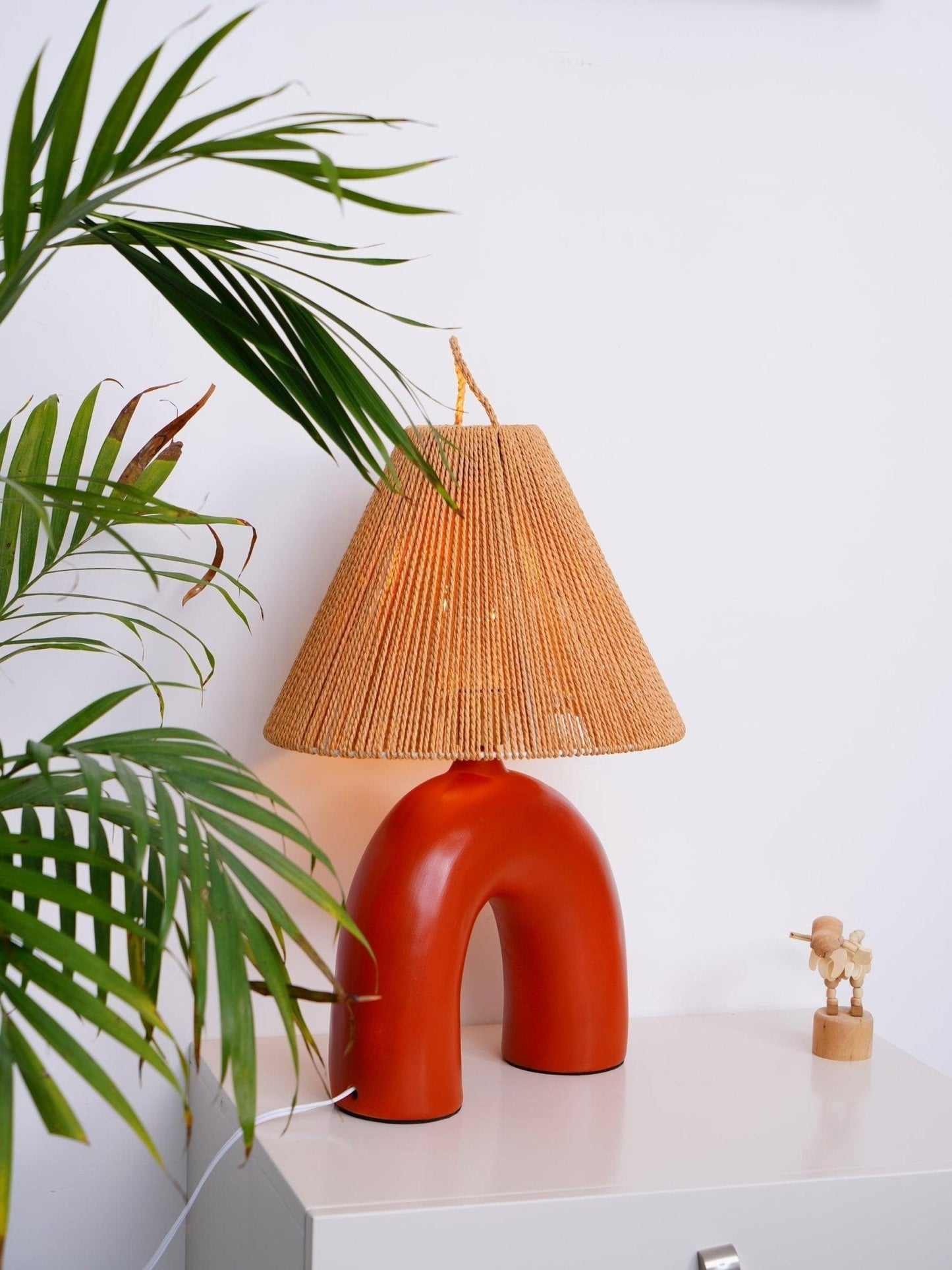 Arched Ceramic & Rope Table Lamp