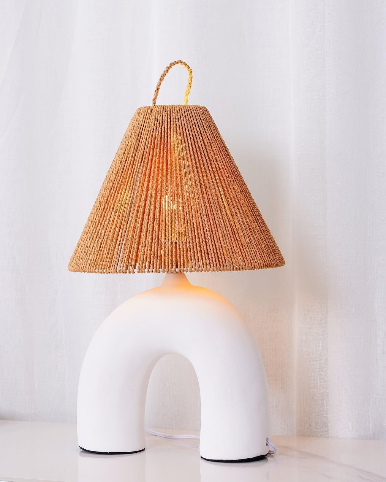 Arched Ceramic & Rope Table Lamp
