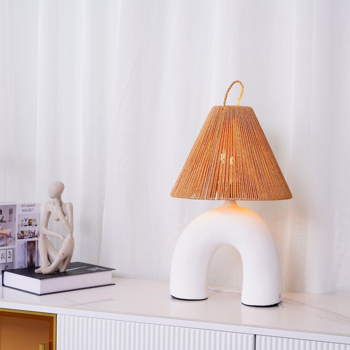 Arched Ceramic & Rope Table Lamp