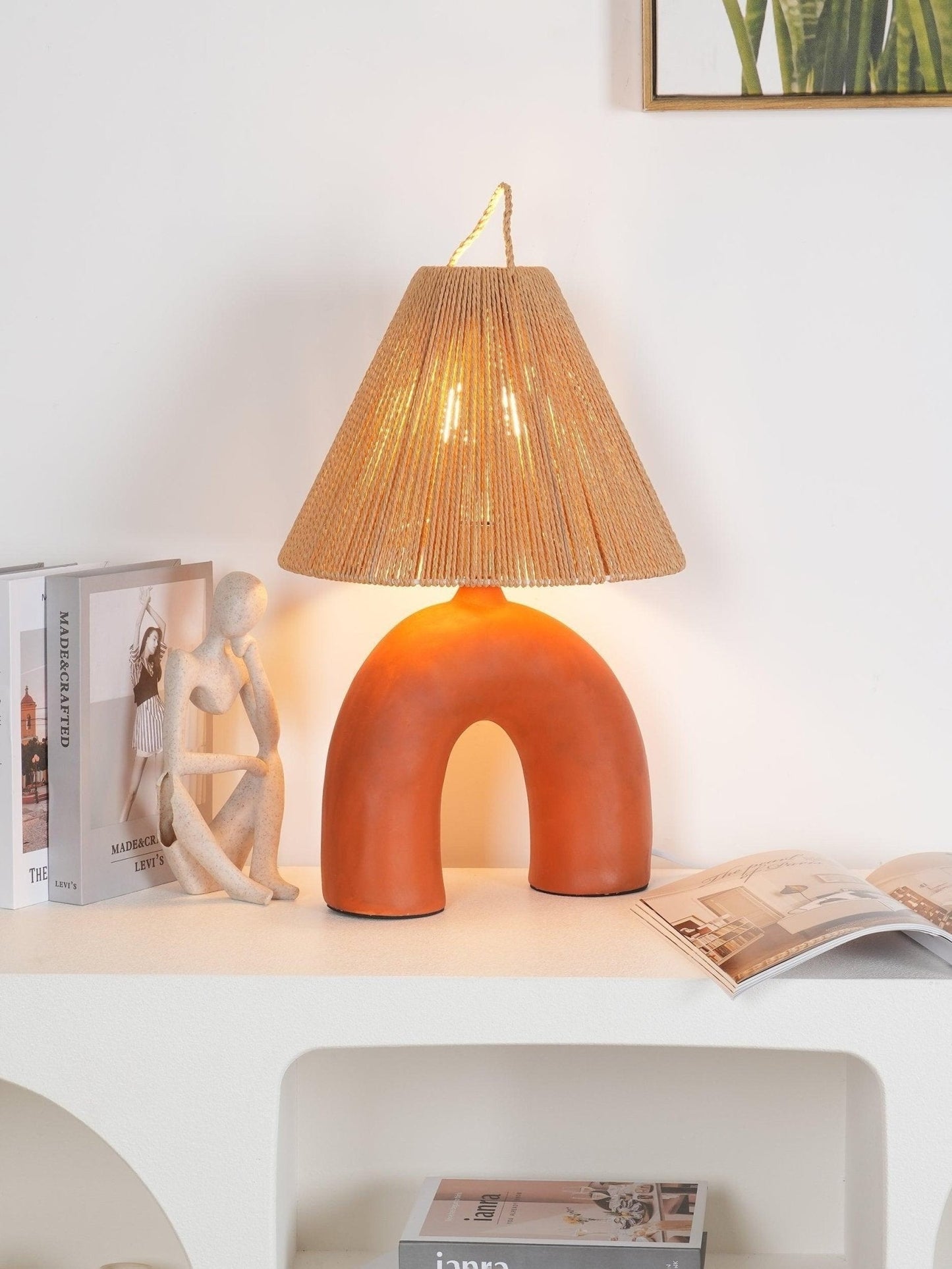 Arched Ceramic & Rope Table Lamp